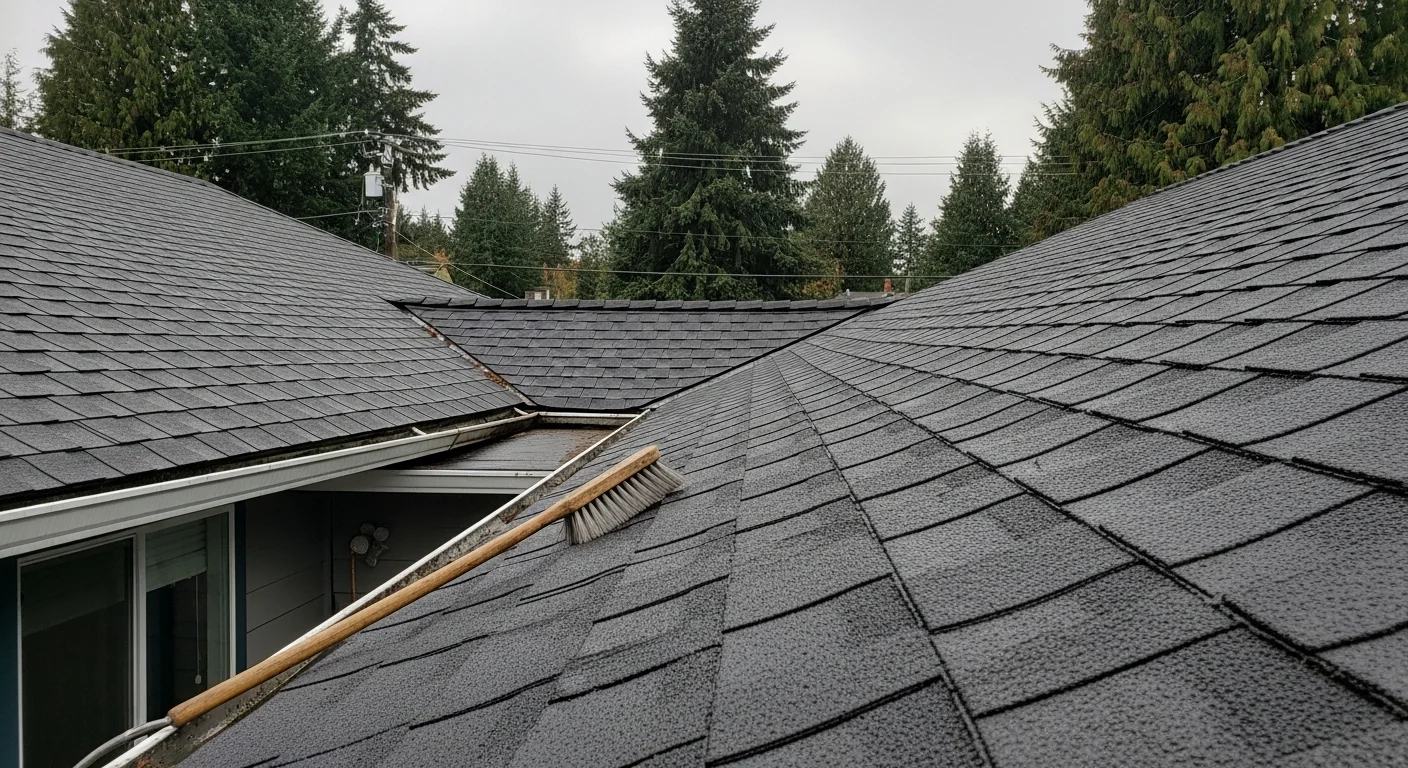 Clean residential roof after professional cleaning service